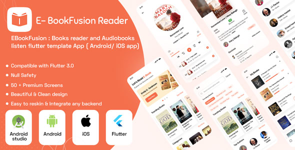 BookFusion : Ebooks reader and Audiobooks listen App template | Flutter (Android, iOS) app template