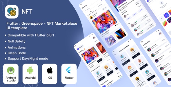Flutter : Greenspace - NFT marketplace UI + Android app Template + IOS app Template